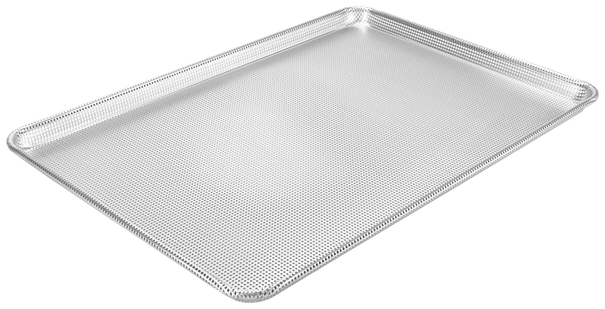 Sheet Pan, Full-Size, 18"x26", Fully Perforated, 16 Gauge, Glazed, Aluminum