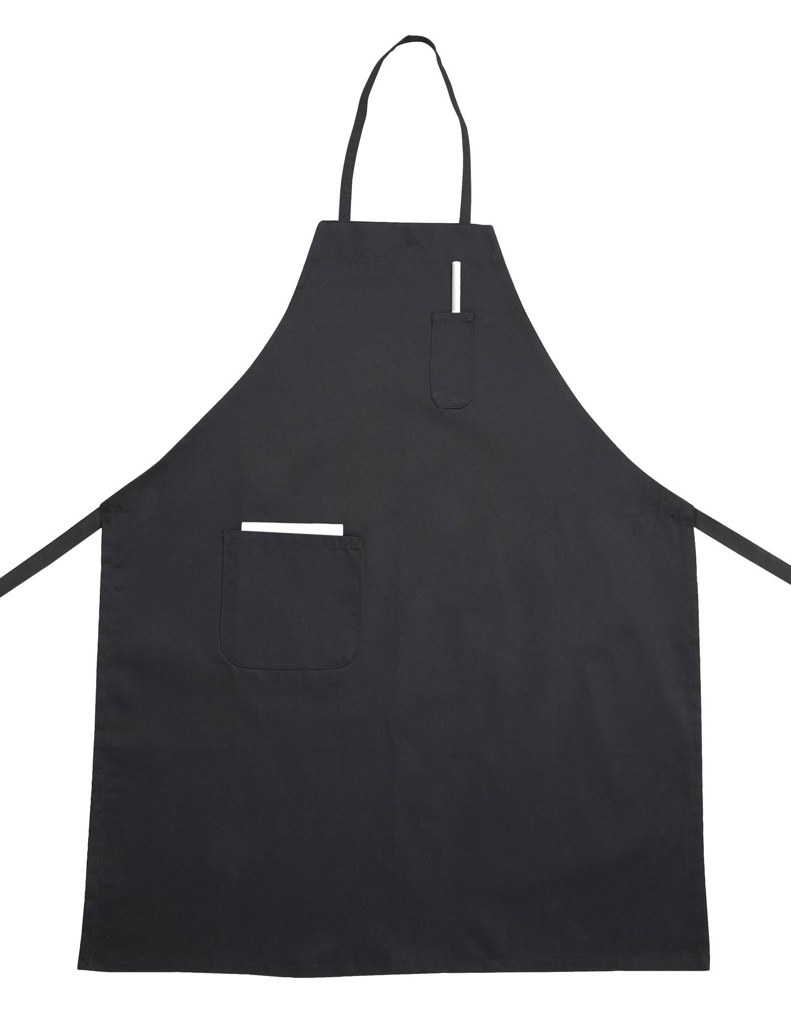 Full Length Bib Apron w/Pocket, Black