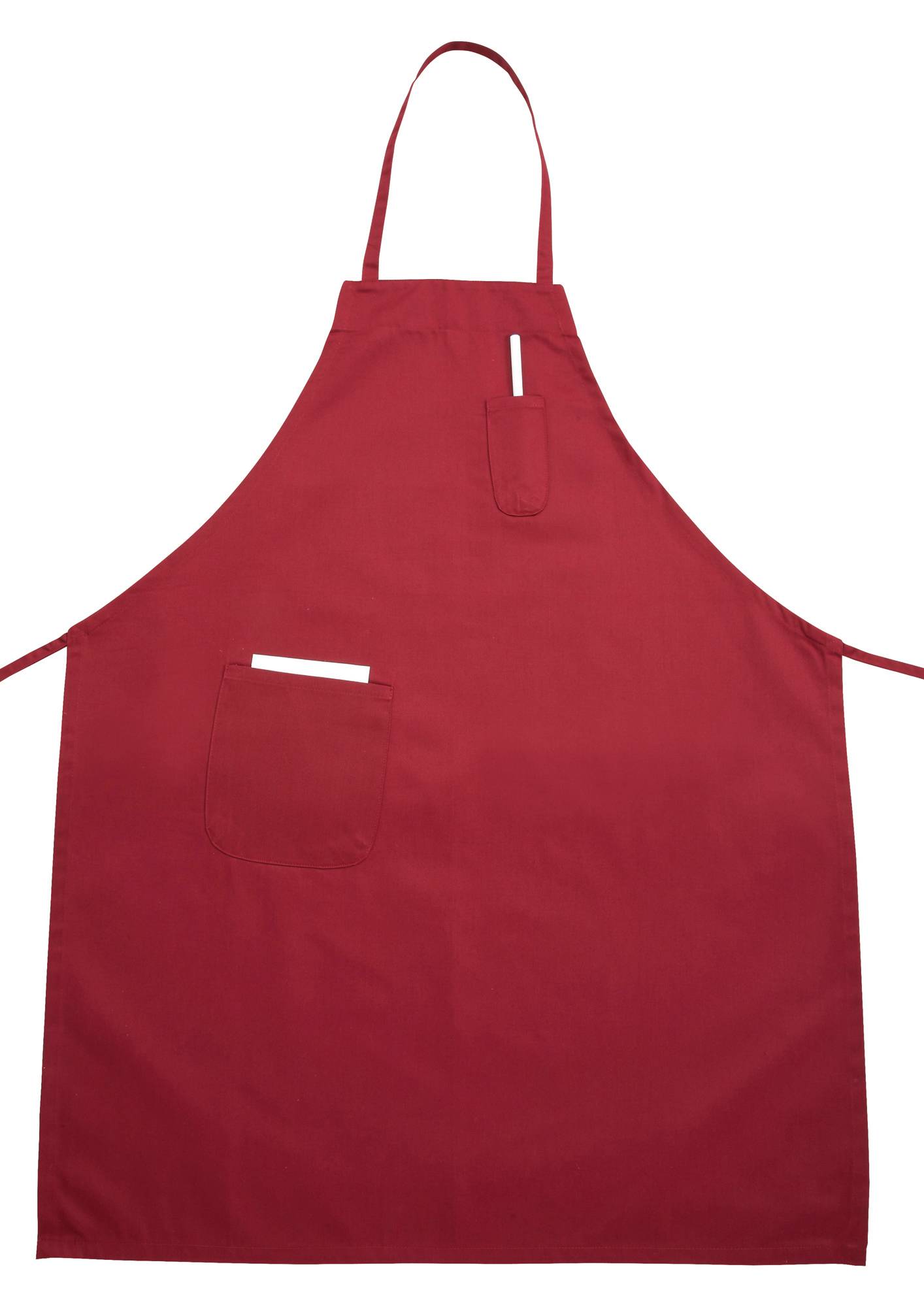 Full Length Bib Apron w/Pocket, Red