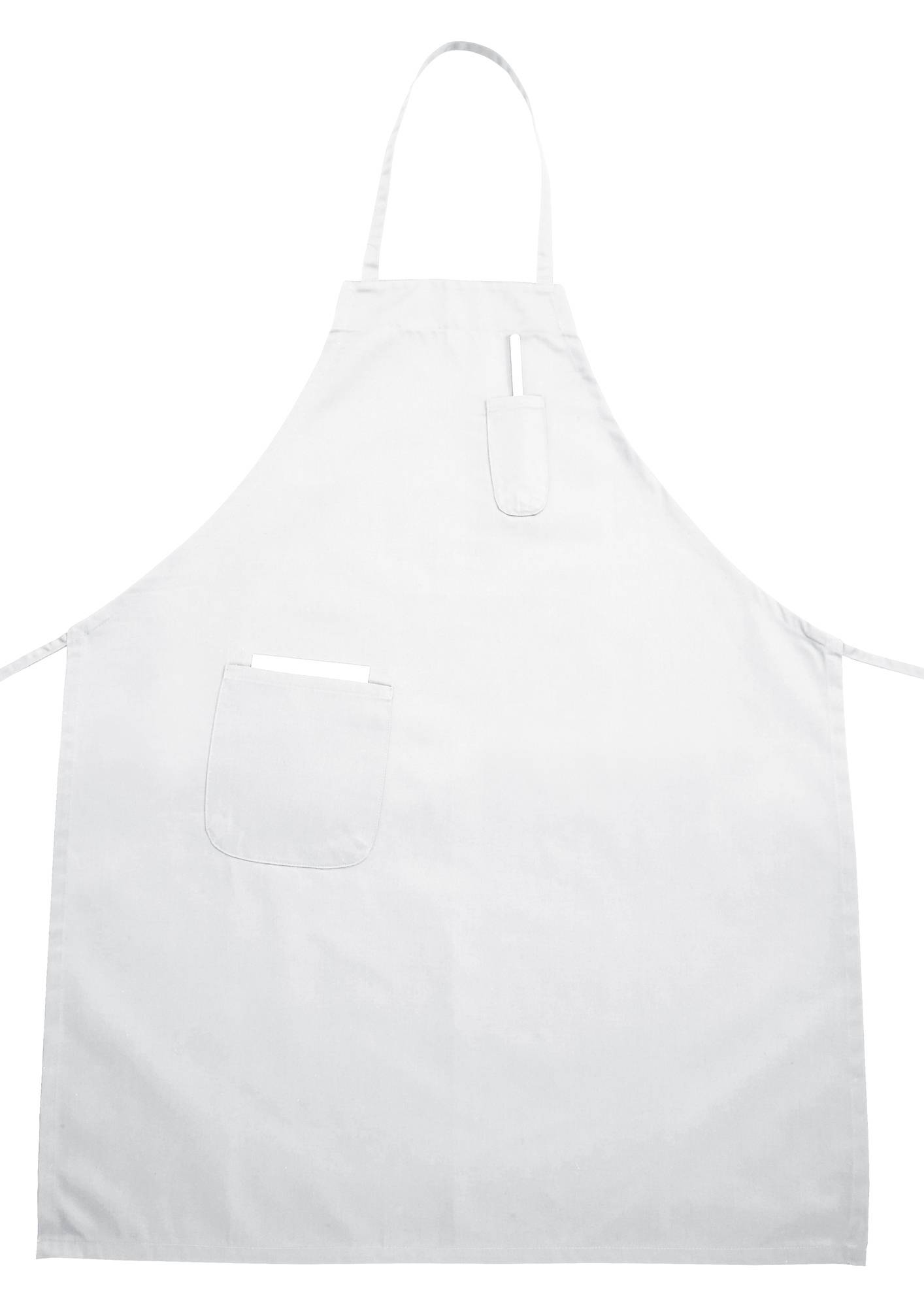 Full Length Bib Apron w/Pocket, White