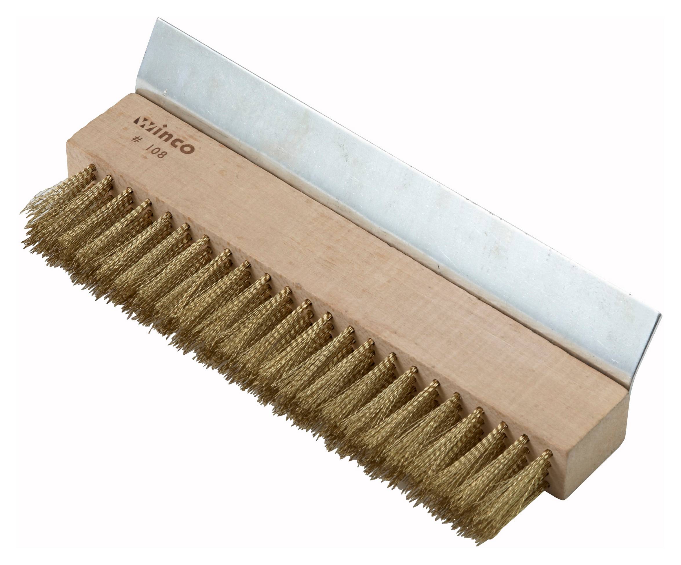 Pizza Oven Brush Head, Brass Bristles w/Scraper