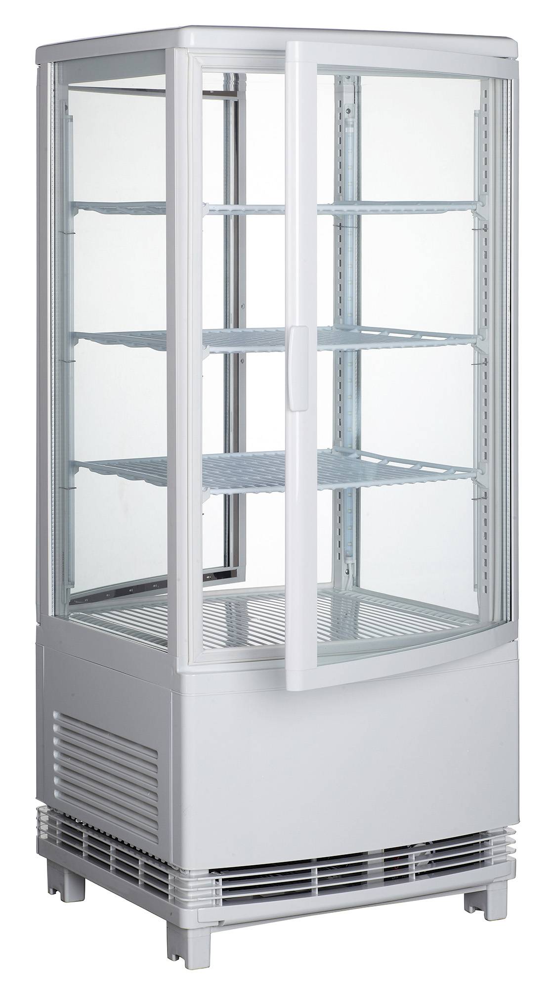 Wht Countertop Refrigerated Beverage Display,110-120V,230W,2.7A,dual Curved Drs