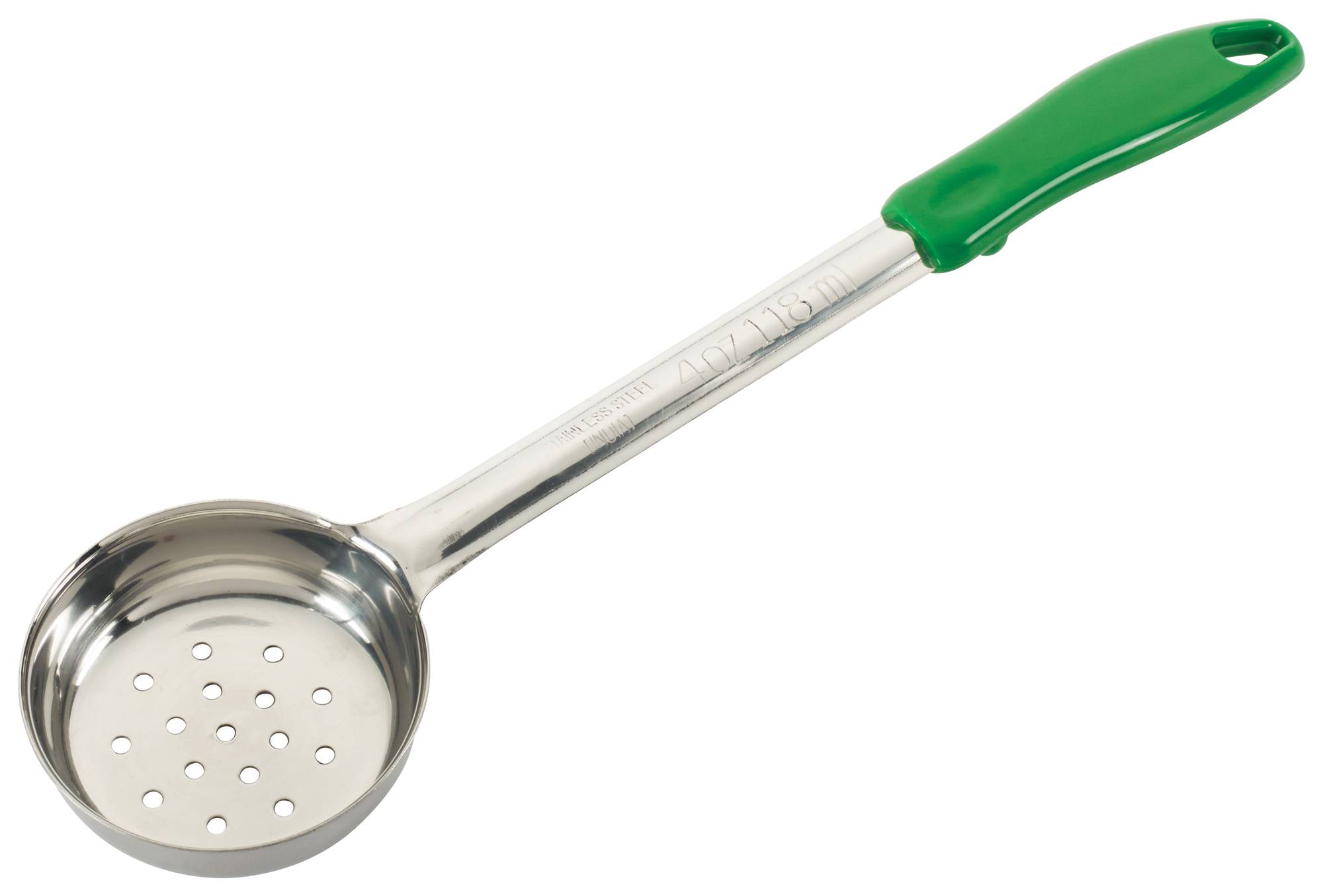 4oz Perf Food Portioner, One-piece, Green, S/S