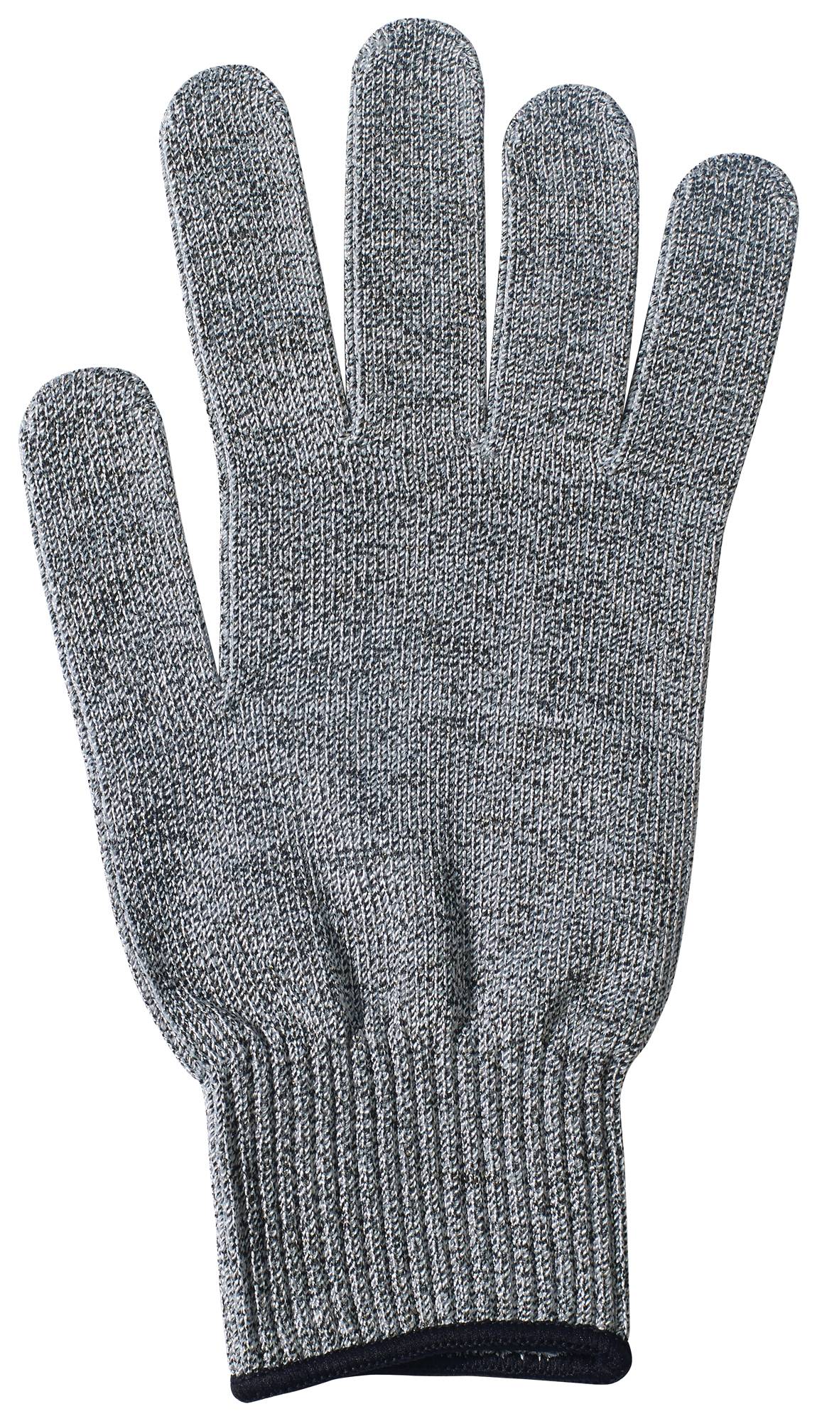 Cut Resistant Glove, XL, Antimicrobial Agent, ANSI Lvl A5, Gray, Black Wristband