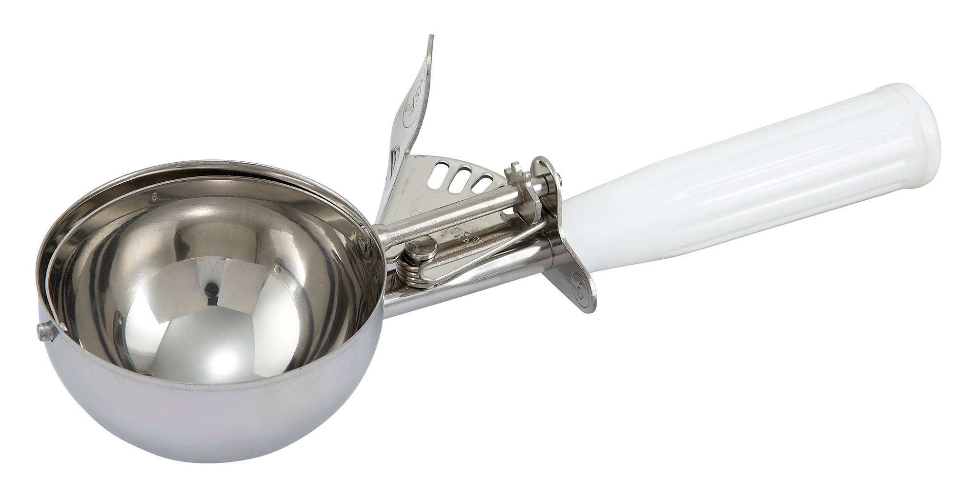 Ice Cream Disher, Size 6, Plastic Hdl, White