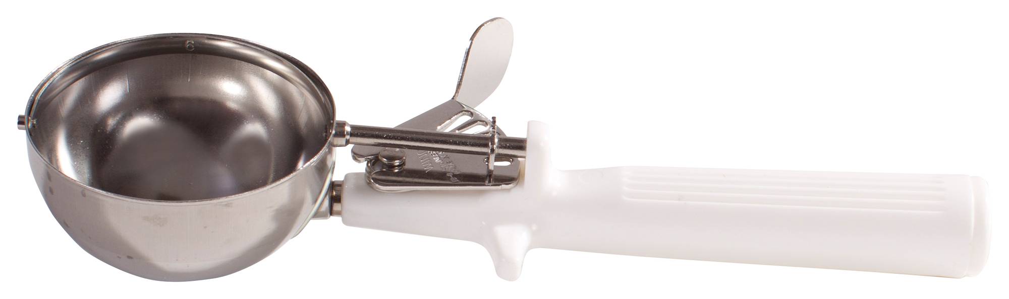 Ice Cream Disher, Size 6, One-piece Hdl, White