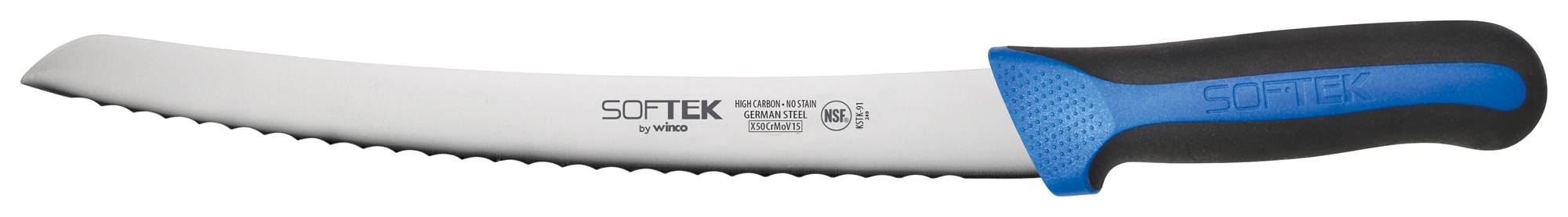 SofTek, 9-1/2" Wavy Edge Curved Bread Knife, Soft Grip Handle