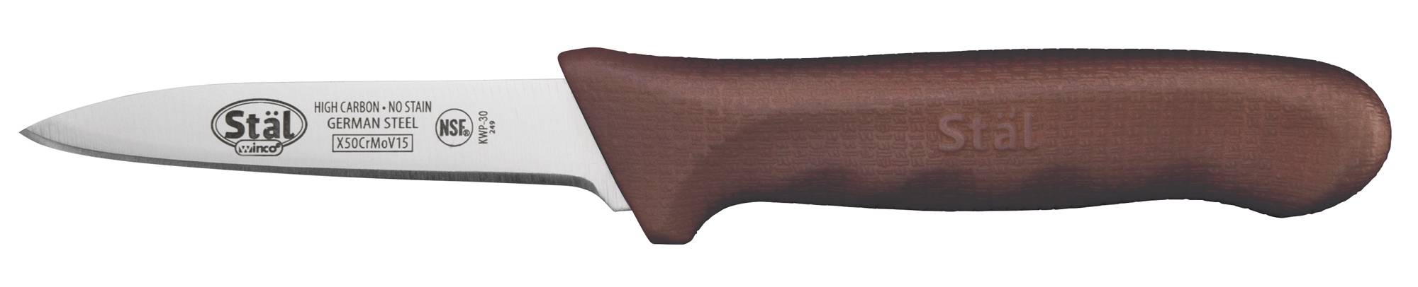 3-1/4" Paring Knives, Brown PP Hdl, 2pcs/pk