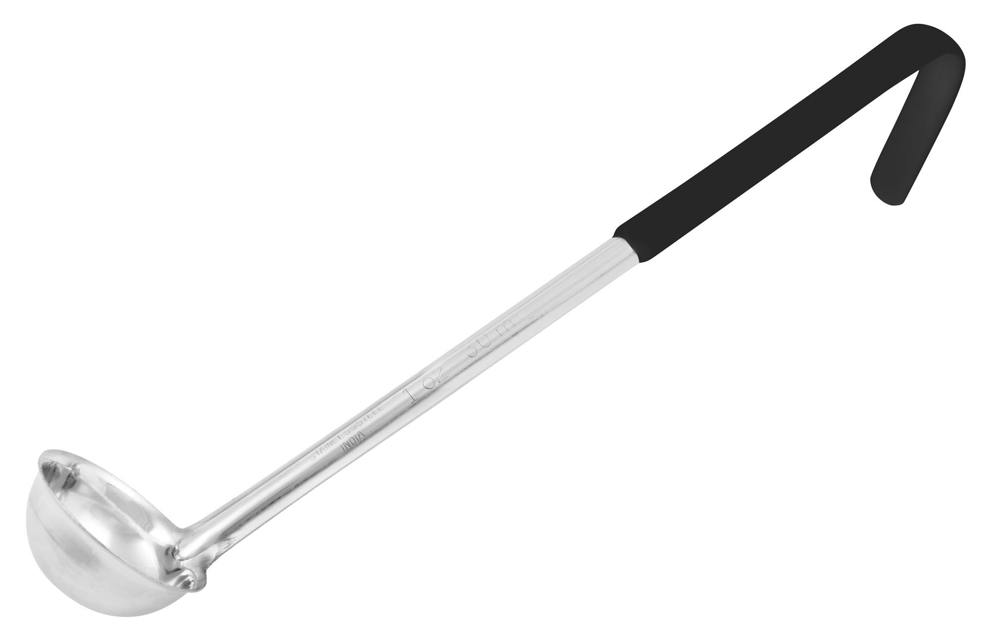 Winco Prime One-piece S/S 6oz Ladle, Black, NSF