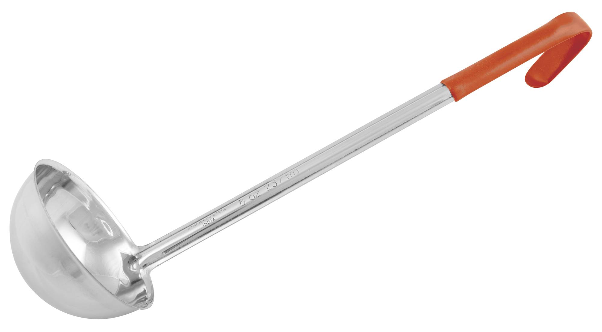 Winco Prime One-piece S/S 8oz Ladle, Orange, NSF