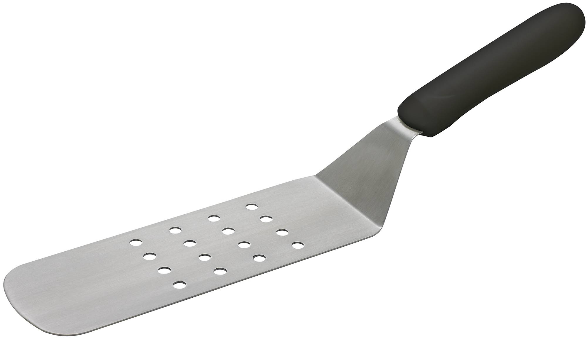 Perforated Flexible Turner w/Offset, Black PP Hdl, 8-1/4" x 2-7/8" Blade