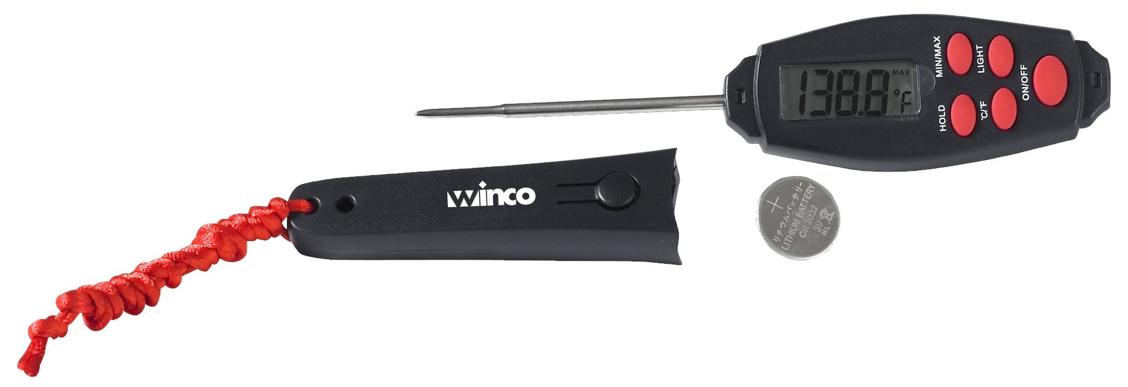 Digital Thermometer, 1-3/8" LCD, 2-7/8" Probe, Black