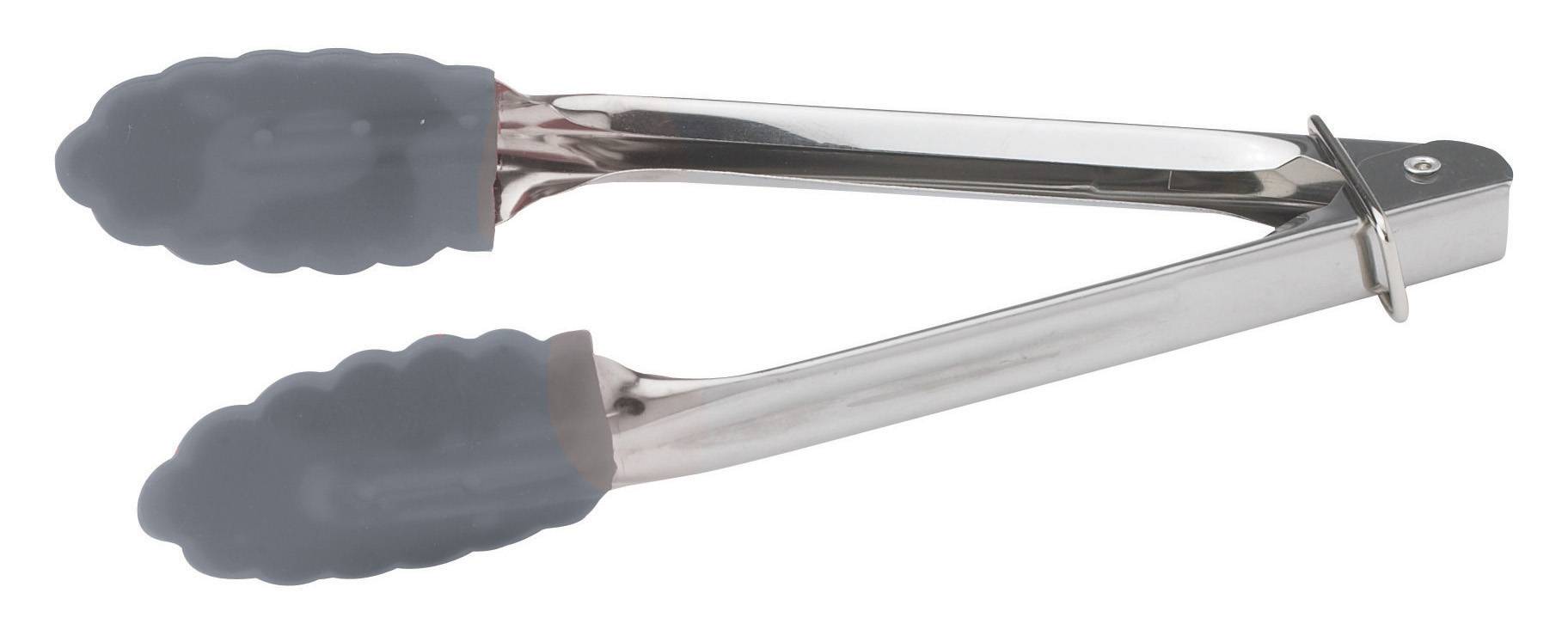 7" S/S Utility Tong, Silicone Tips, Ring Clip