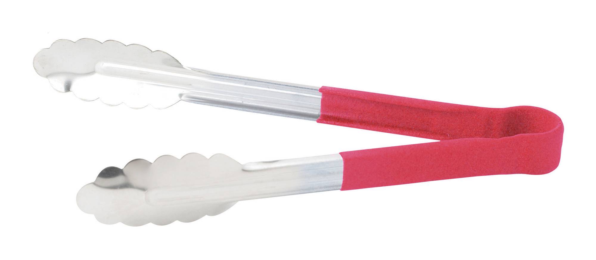 9" S/S Utility Tong, PP Hdl, Red