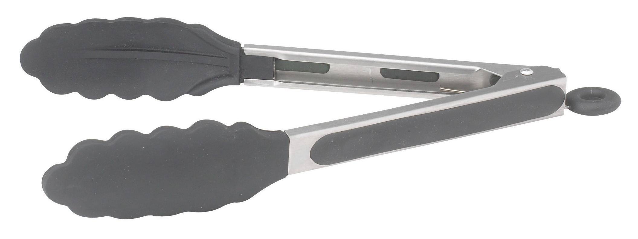 9" S/S Utility Tong, Silicone Grips, Lock Clip