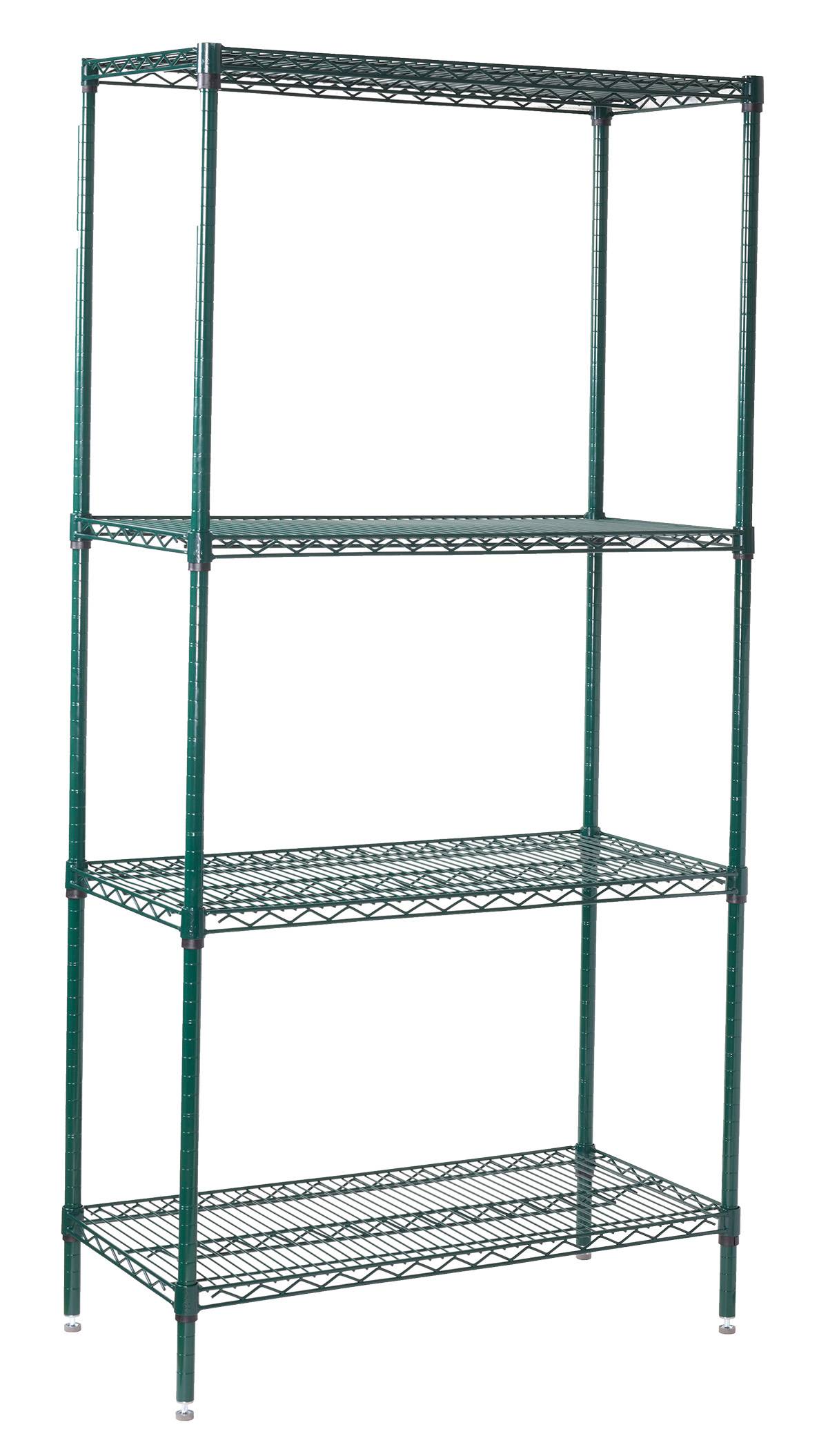 4-Tier Wire Shelving Set, Epoxy Coated, 24" x 48" x 72"